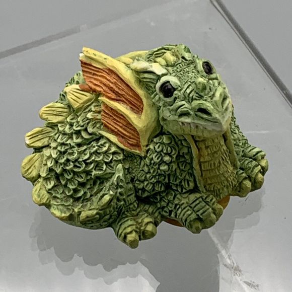 Vintage 1993 Stone Critter Littles Green Dragon SCL 003 Made in the USA Fantasy - Picture 1 of 14
